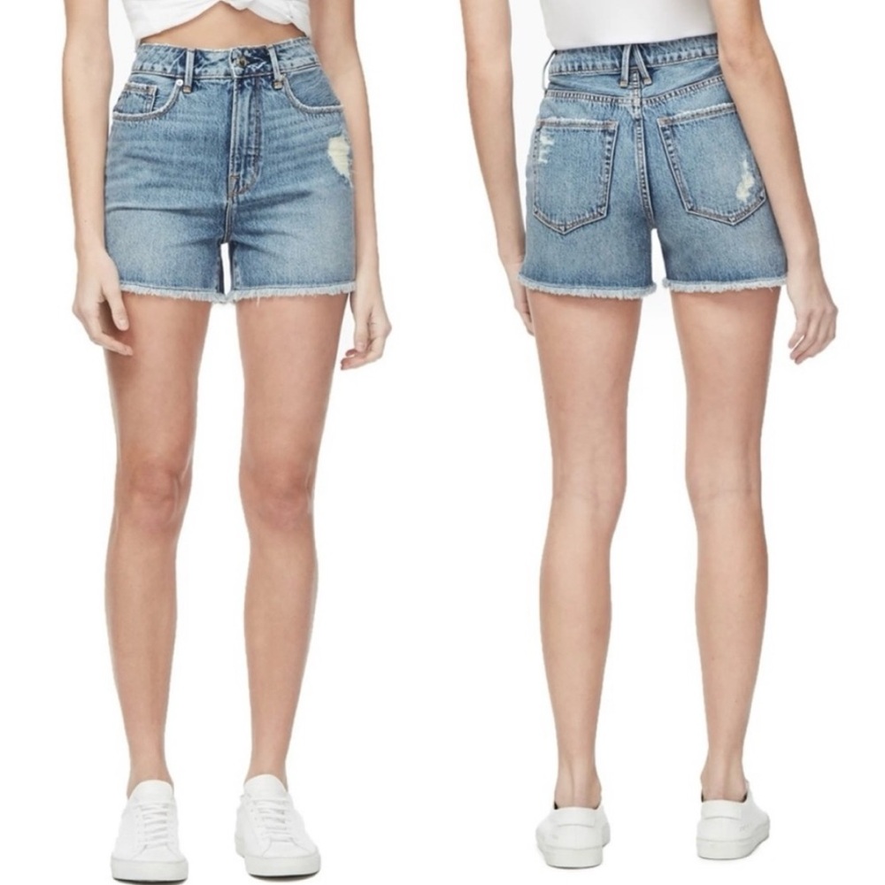 Good American | Bombshell Distressed Cutoff Denim Jean Shorts